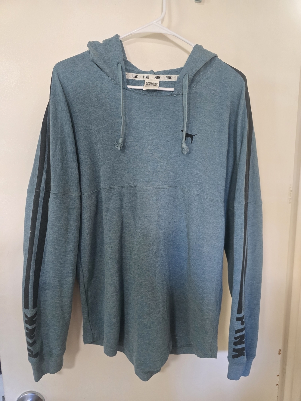 PINK Victoria's Secret Blue Hooded Pullover Sweatshirt Size S